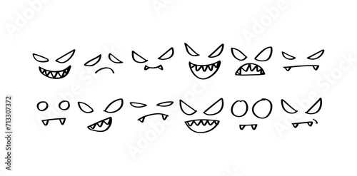 set of demon face emoticon