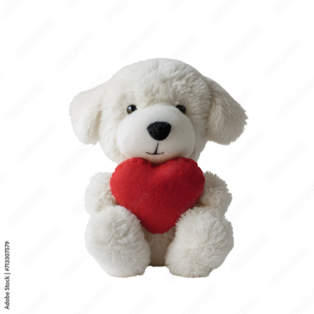 Stuffed Dog Toys, Plush Doll for Valentines, Cute Dog Holding a Red Heart, Fluffy Soft Puppy Toy, Isolated on Transparent Background, PNG Stuffed Dog Toys, Plush Doll for Valentines, Cute Dog Holding a Red Heart, Fluffy Soft Puppy Toy, Isolated on Transparent Background, PNG