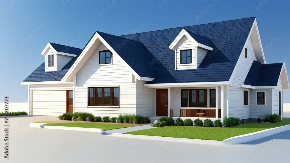 3d rendering of modern cozy house isolated on white background. Real estate concept.