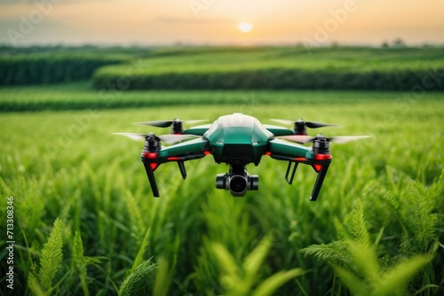 Drone spraying water on the field