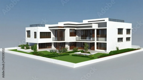 3d rendering modern house isolated on white background, Concept for real estate or property. © Samsul
