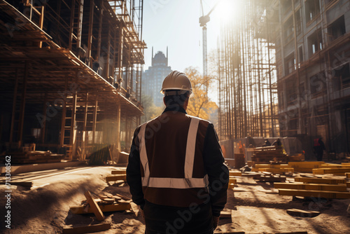construction worker on site inspector or engineer is inspecting construction and quality assurance
