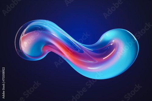 Generative AI image of a sleek blue and purple fluid shape with a smooth gradient and glossy finish, giving a sense of futuristic design photo