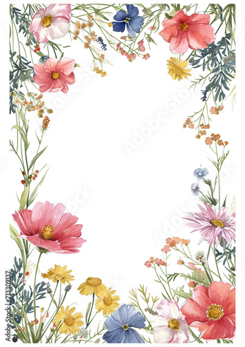 Water Color Pastel Flower and bloom, Wedding decorative perfect rectangle frame border Elegant Wedding Flower Frame in Soft Pastels