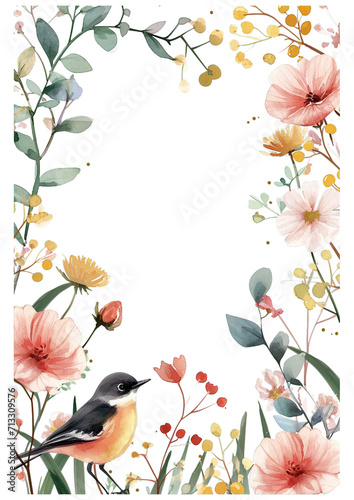 Water Color Pastel Flower and bloom, Wedding decorative perfect rectangle frame border Elegant Wedding Flower Frame in Soft Pastels © ChickyKai