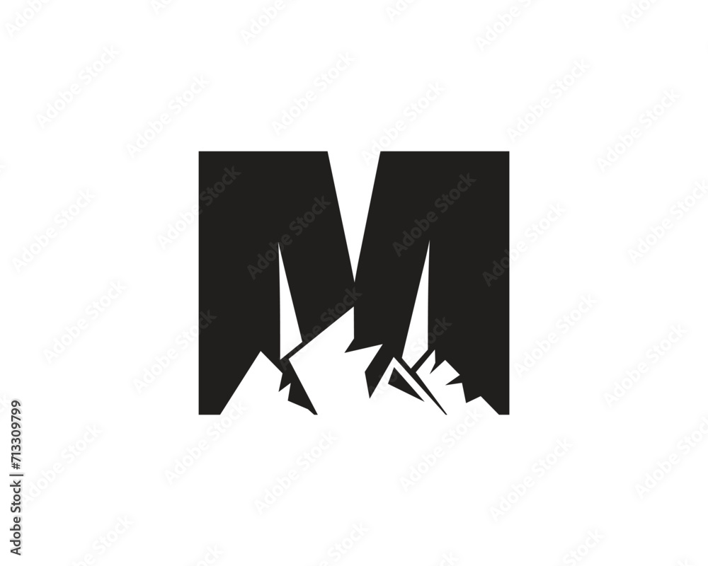 Letter M Mountain Logo. Template Minimalist Alphabet Vector Design Letter M Mountain Logo. Template Minimalist Alphabet Vector Design