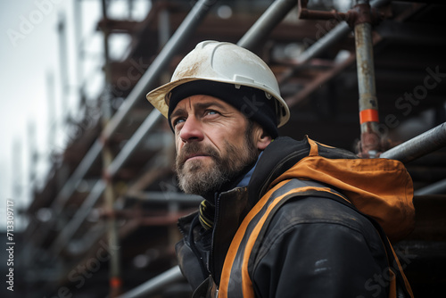 portrait of a worker in construction site 