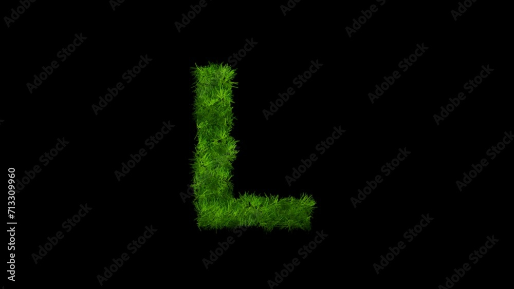 Letter L made of grass with alpha channel, alphabet in the form of green grass Letter L made of grass with alpha channel, alphabet in the form of green grass