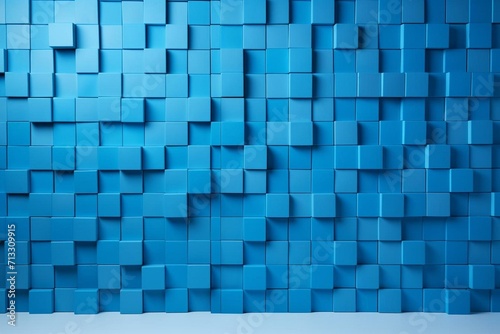 Blocks wall on blue backdrop. Generative AI