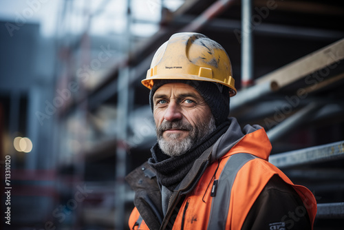 portrait of a worker in construction site