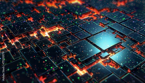 Circuit board futuristic technology background, 3d rendering. Computer digital drawing.
