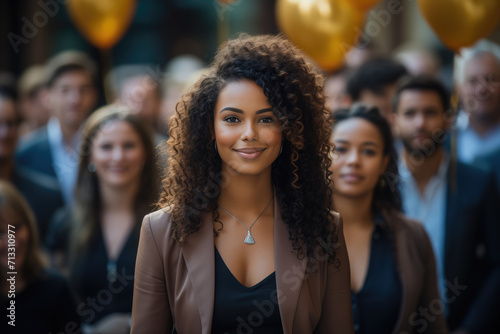 Generative AI image of a Confident Woman Leading a Group © ADDICTIVE STOCK CORE