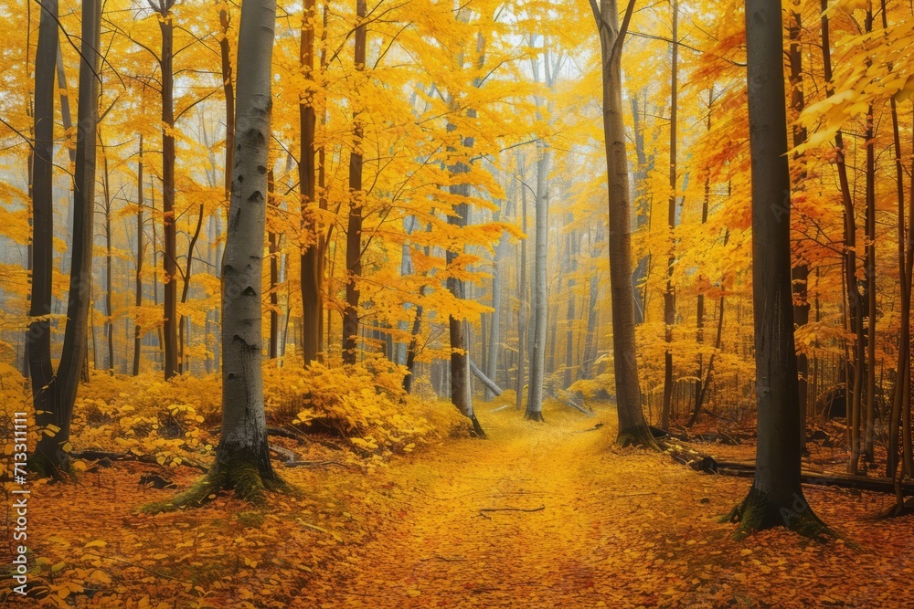 Yellow forest. Generative AI