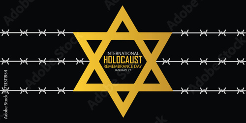 International Holocaust Remembrance Day vector. Star of David . January 27. Important day