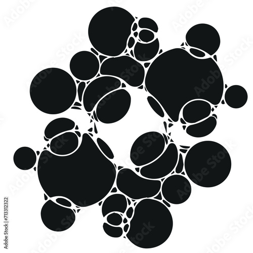 black and white abstract background. Black abstract dots, circles on white background, pttern, vector, textile
