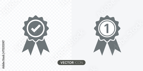 Approved or Qualification Certificate badge icon.Quality certify in filled,Approval check symbol collection.Certificate, leader, champion, and recommended badge icon isolated on gray and transparent 