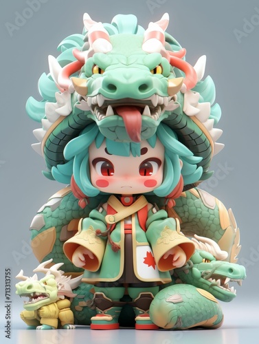 Figurine of Girl With Dragon on Head