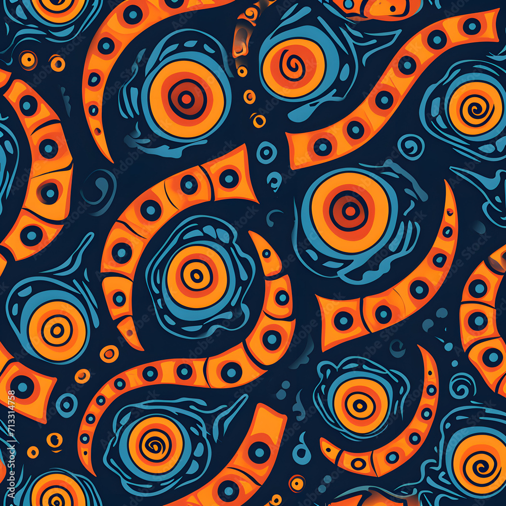 Fototapeta premium Seamless pattern of African geometric Kente cloth. Ethnic colorful print and background