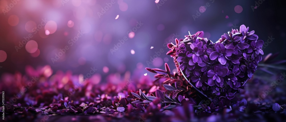 Heart Shaped Purple Flower on Purple Ground