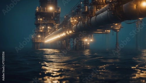 gas pipelines under water, energy concept