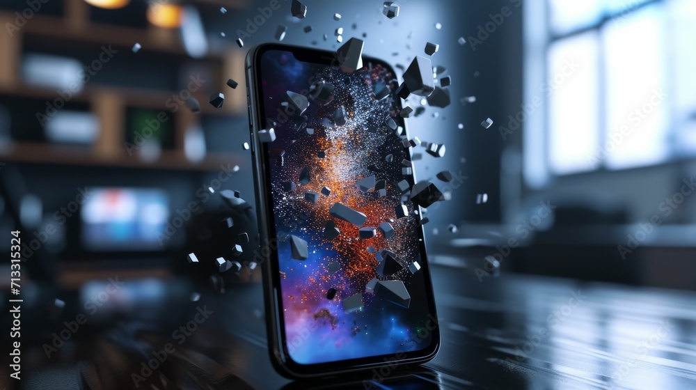 Shattered Iphone on Table