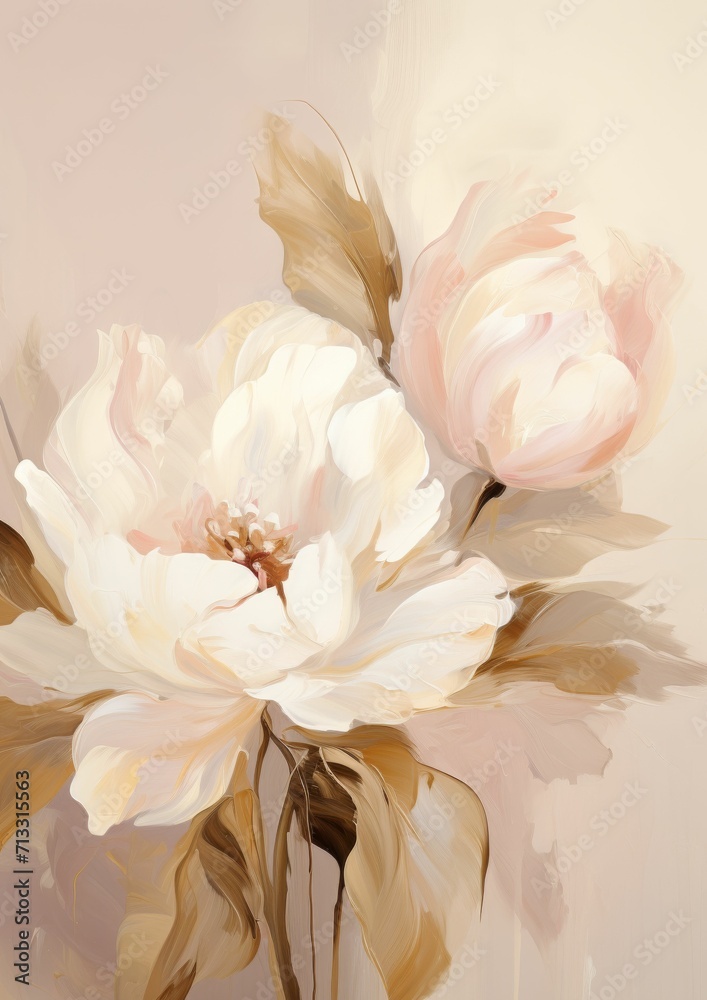 White Flowers in Vase Painting