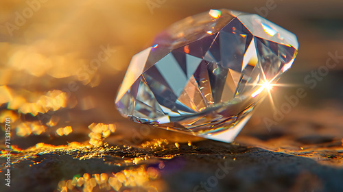 Sparkling diamond macro shot. Brilliance and facets in a close-up view  ideal for jewelry enthusiasts and design inspiration.