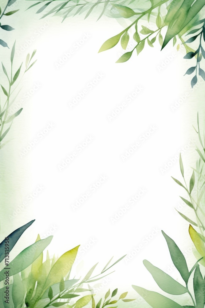 Green Leaves on White Background - Picture Frame
