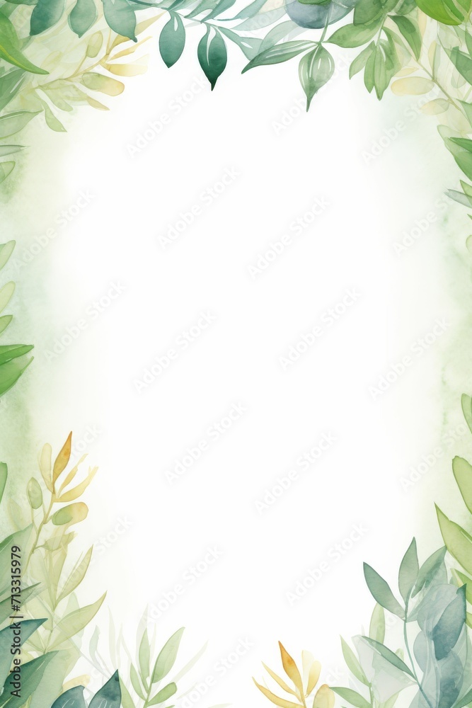 Obraz premium Watercolor Painting of Leaves on White