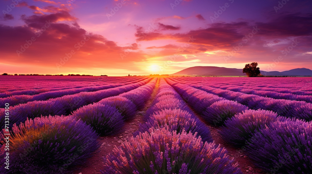 lavender field at sunset
