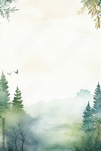 Forest Painting, Trees and Birds