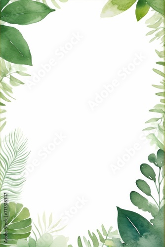 Picture Frame With Green Leaves Against White Background