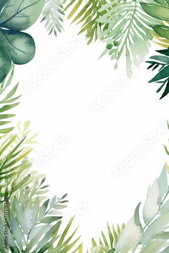 Green Leaves on White Background