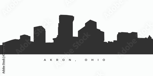 Akron city skyline silhouette illustration. Ohio skyscraper high building in vector