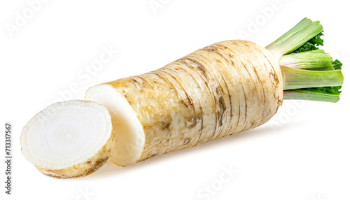 Fresh horseradish horseradish root isolated on white background.