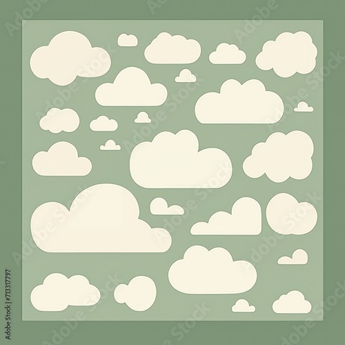 Ivory green and cloud cute square pattern
