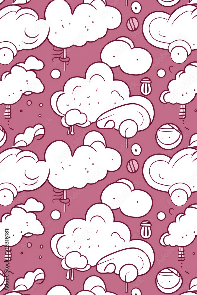 Ivory magenta and cloud cute square pattern