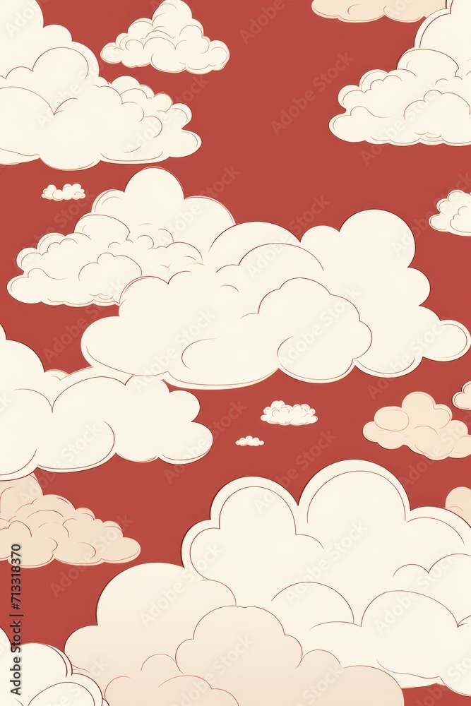 Ivory maroon and cloud cute square pattern