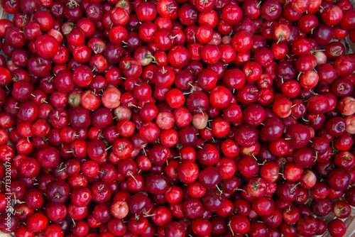 top view of fresh fruit acerolas