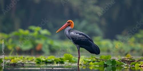 Superior quality image of a smaller adjutant bird. photo