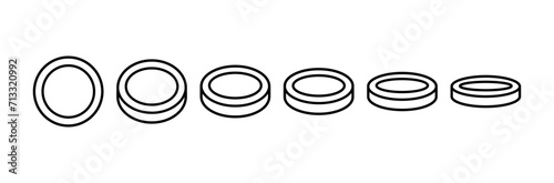 Hand drawn cute outline illustration of coins set. Flat vector money currency collection sticker in line art doodle style. Business or bank deposit icon or print. Investment or savings. Isolated.