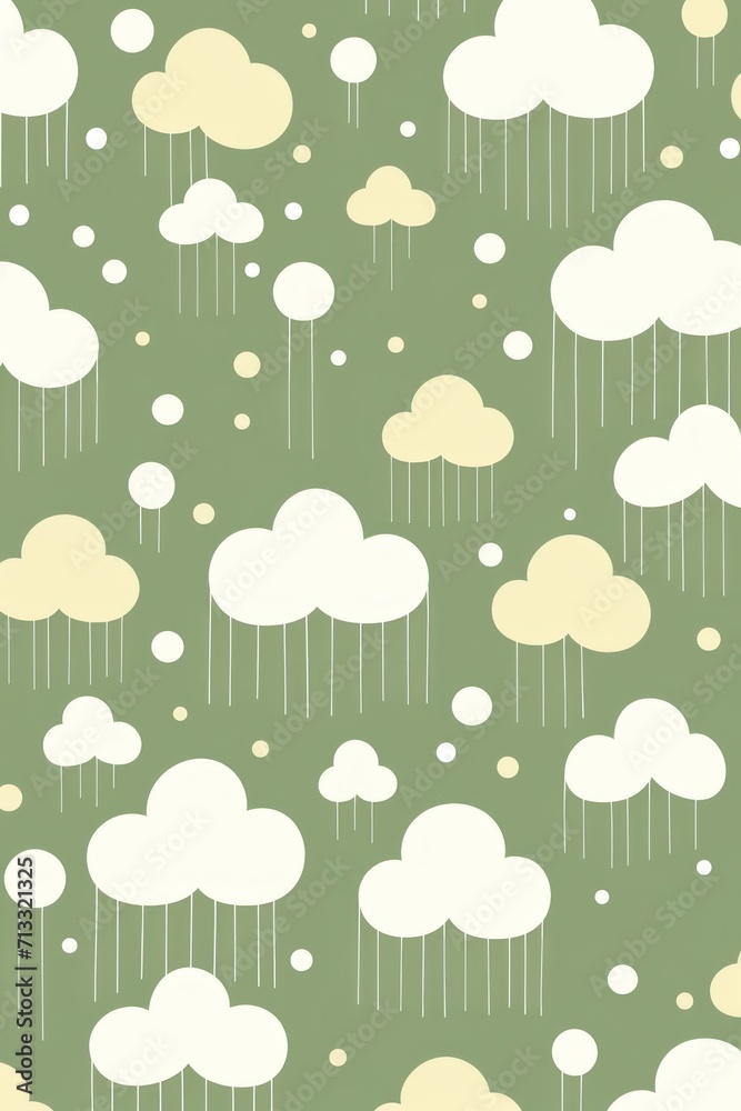 Ivory olive and cloud cute square pattern, in the style of minimalist line drawings
