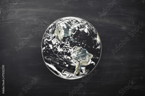 Fototapeta Naklejka Na Ścianę i Meble -  Planet earth drawn on blackboard, concept of environmental preservation and Earth Day.