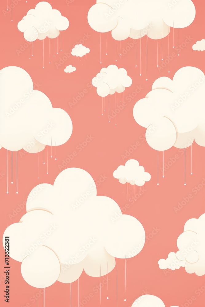 Ivory ruby and cloud cute square pattern, in the style of minimalist line drawings