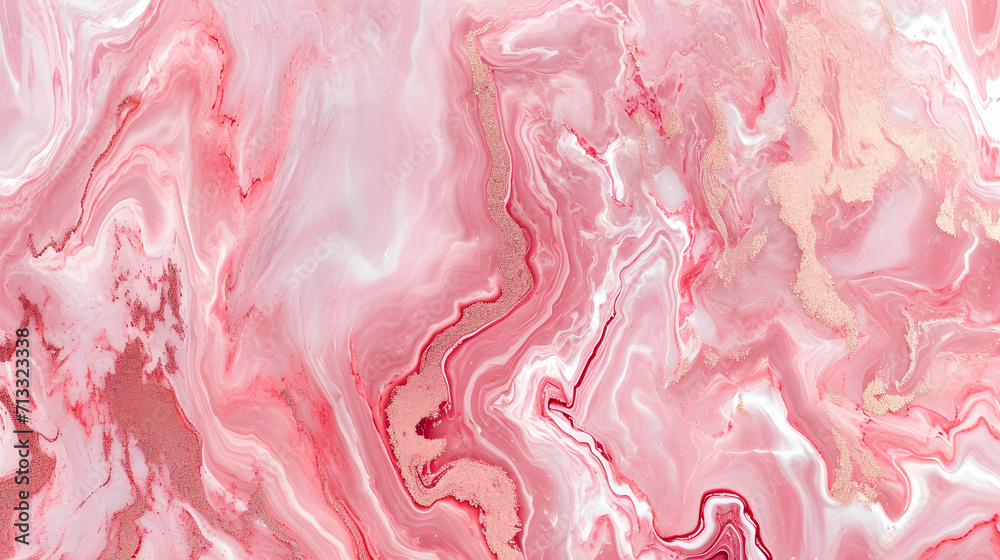 Pink Fluid art texture marble background pattern