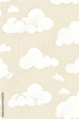 Ivory white and cloud cute square pattern, in the style of minimalist line drawings