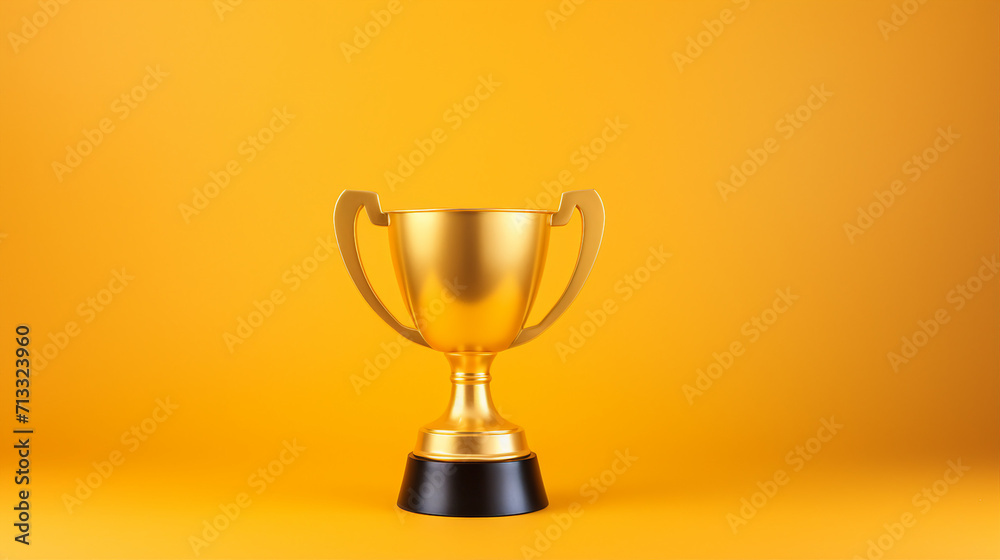 Victorious Cup on Luminous Yellow Background with Stars - Perfect Copy Space for Promotional Content Victorious Cup on Luminous Yellow Background with Stars - Perfect Copy Space for Promotional Content
