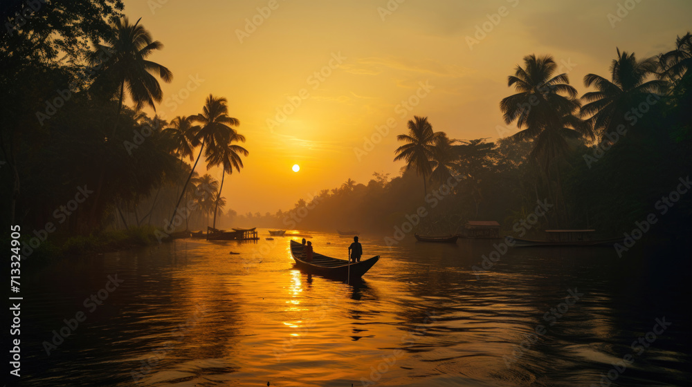 Coastal Bliss: Mesmerizing Sunrise in Kerala's Backwaters