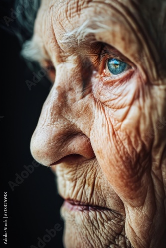 Close up of an elderly woman s face with a look of wisdom  Concept of the Month of Women s History.