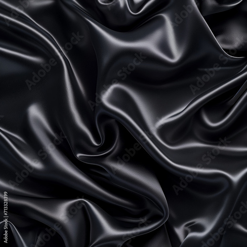  Top view of the shiny texture of satin silk, . Shiny black silk backgroun